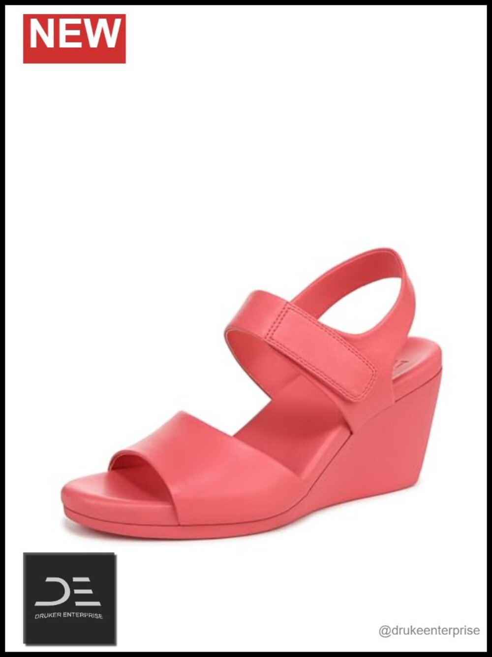 Strappy Wedge Sandals Leather Open Toe Adjustable Hook-and-Loop Women's